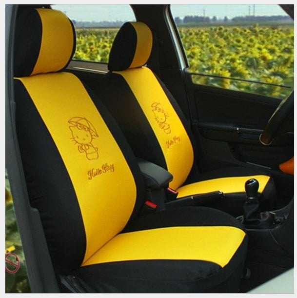 hello kitty yellow High Quality 4 Car Seat Cover Front and Back Seat
