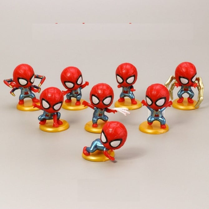 Q version 8 in 1 Figurine set / cake Topper for spiderman marvel