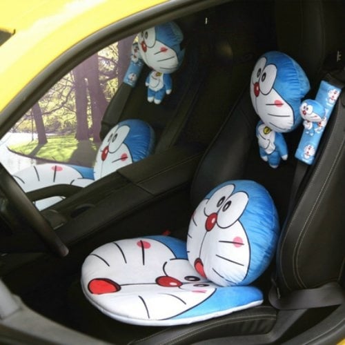 Doraemon car neck pillow and waist pillow car seat cushion