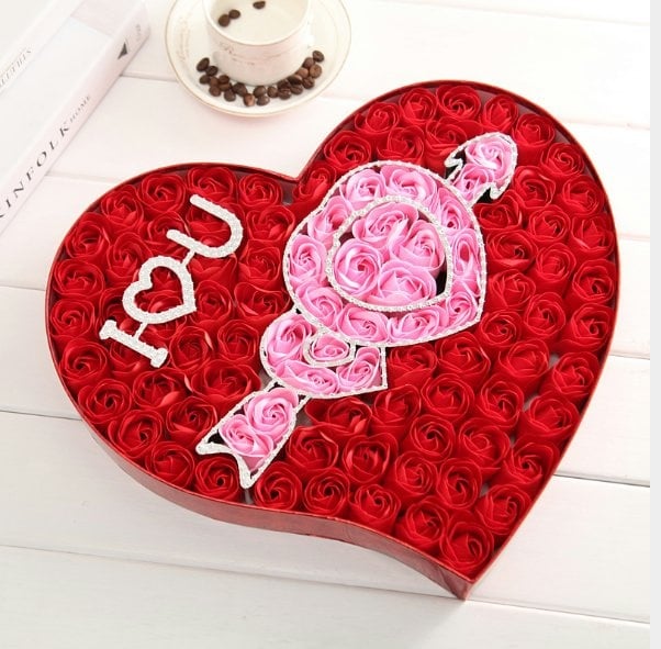 100pcs -I LOVE YOU Soap Flowers Gift / Love Present for Birthday Anniversary Valentines