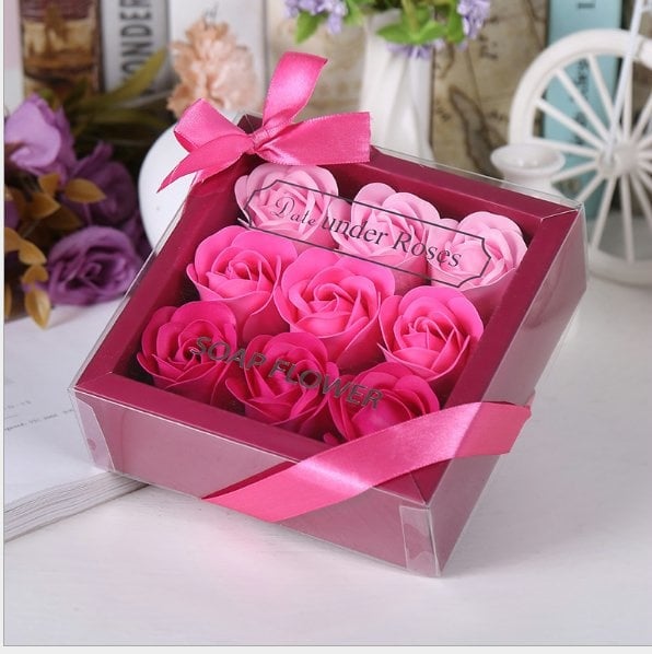 speical offer : 9pcs red deep to light Soap Flowers Gift / Love Present for Birthday Anniversary Valentines