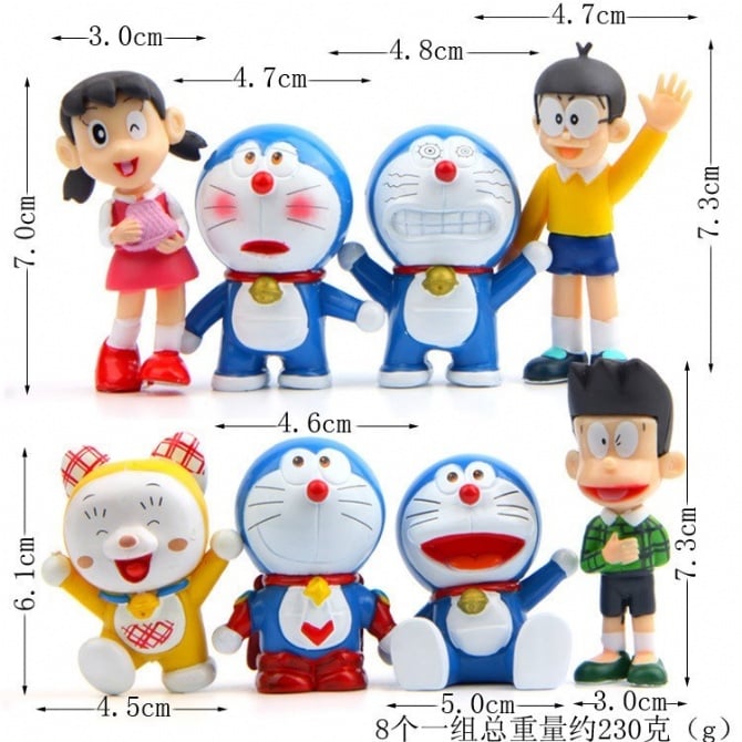 Doraemon 8pcs collection cake topper figure