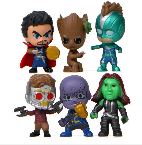 6 in 1 Figurine set / cake Topper for Marvel's The Avengers BATMAN WONDER WOMAN