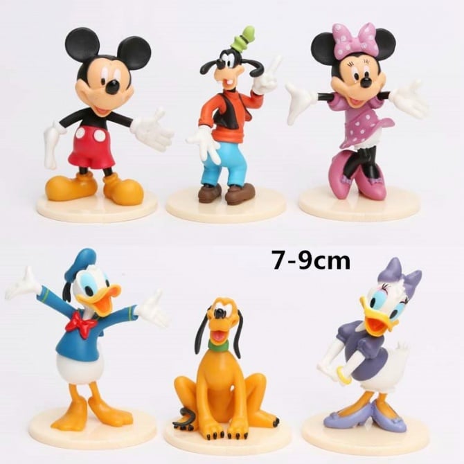 6 in 1 Mickey Mouse, Minnie Mouse, Donald Duck, Daisy Duck, Figurine Set Cake Topper with base