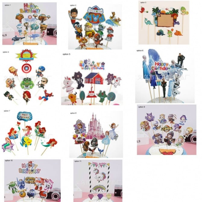 paw patrol doraemon hello kitty Theme Cartoon Character Cake Topper decoration Happy Birthday party