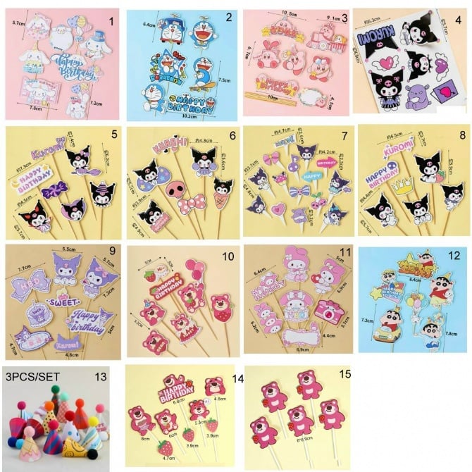 Doraemon kuromi Lotso cinnamoroll shin chan melody Theme Cartoon Character Cake Topper decoration Happy Birthday party