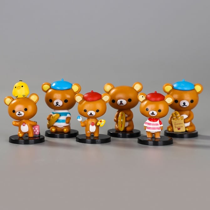 6 in 1 Rilakkuma Figurine Set Cake topper with base