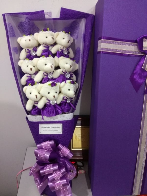 9pcs teddy bear bouquet with Gift box Love Bouquet flower