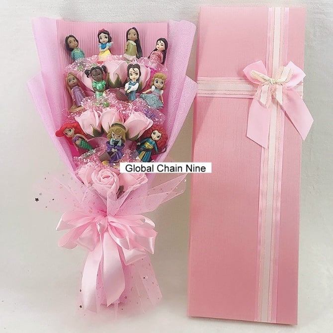 11pcs princess 9pcs soap flower bouquet with gift box