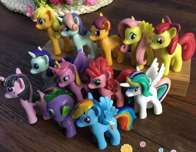 Big size My little pony 12pcs collection / Cake Topper + free pony sticker