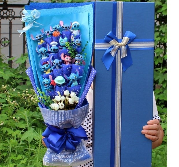 16pcs stitch with gift box /cartoon bouquet free present card