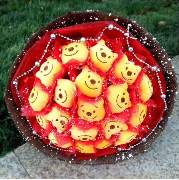 15pcs hello kitty stitch pooh flower bouquet (round design)