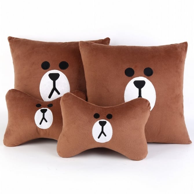 Line Friends brown bear car neck/waist pillow