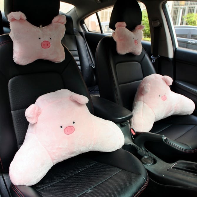 cute pig soft car neck/waist pillow