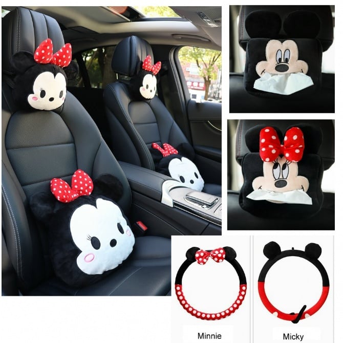 micky and minnie  car neck waist pillow Steering tissue boxes