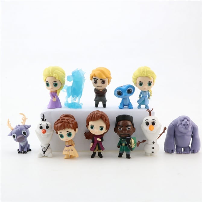 12 in 1 Q version Frozen Princess Figurines Cake Topper, Disney Frozen Toy