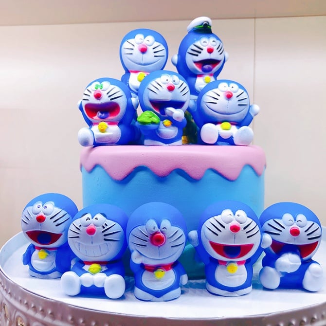10 in 1 Silicon Doraemon Figurine Set Cake Topper
