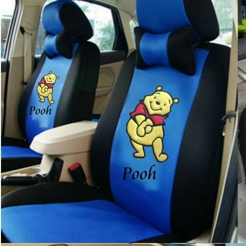 Winnie the pooh  add thick Spacer Fabric Quality Full Set Car Seat Cover Front and Back Seat