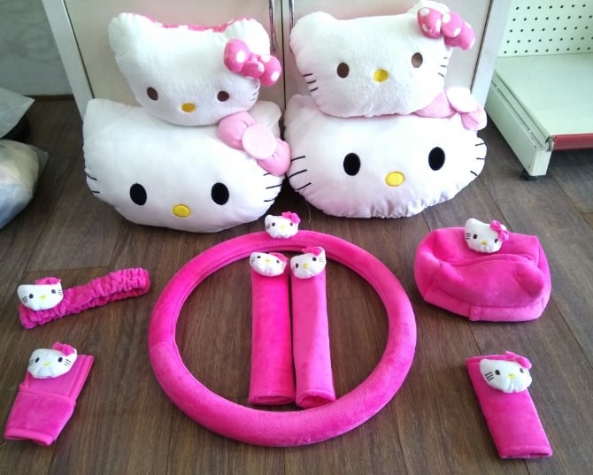 hello kitty soft Car accessories pillow hand Brake Gear Seat Belt Mirror
