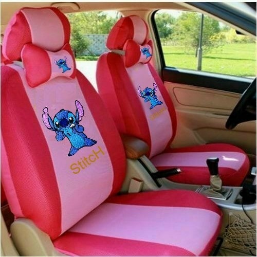 Stitch add thick Spacer Fabric Full set front black Car Seat Cover d2