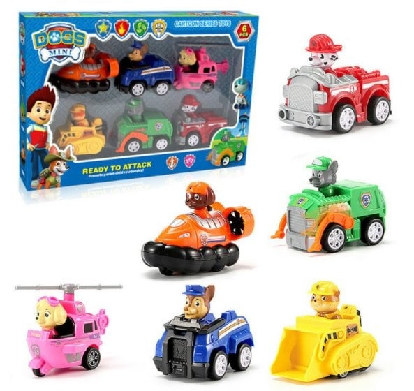 6 in 1 TOYS PULL-BACK FUNCTION PAW Patrol Cake Topper / Figure set