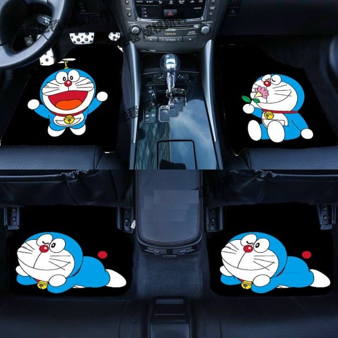 4pcs Suede Car mats Doraemon washable