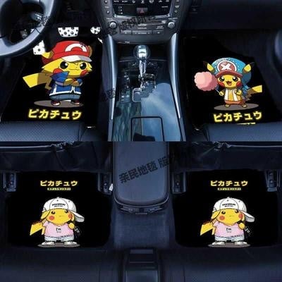 4pcs Suede Car mats  pikachu washable