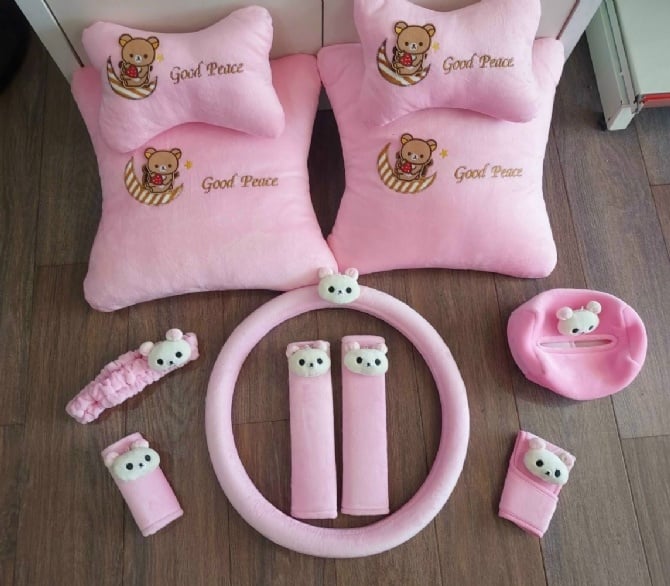 Rilakkuma soft Car accessories pillow hand Brake Gear Seat Belt Mirror