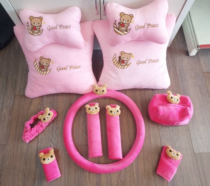 Rilakkuma soft Car accessories pillow hand Brake Gear Seat Belt Mirror