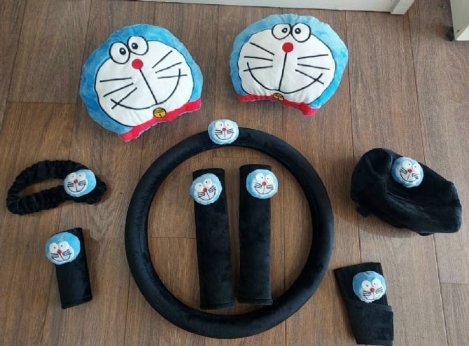 Doraemon soft Car accessories pillow hand Brake Gear Seat Belt Mirror