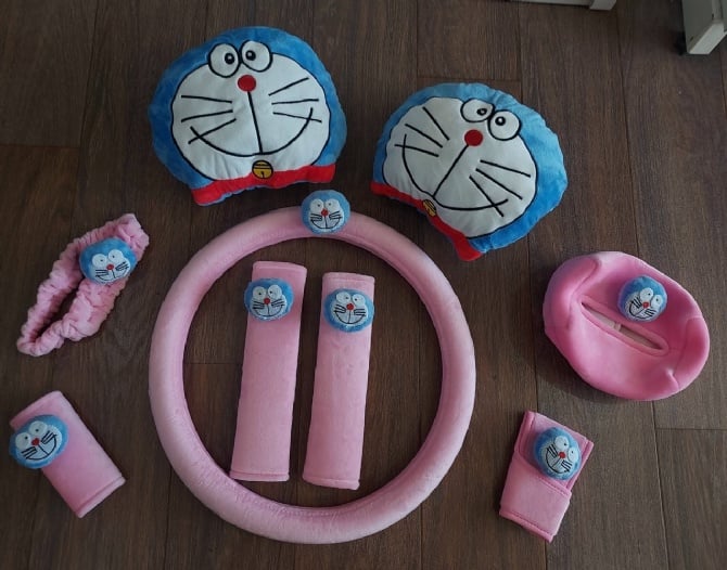 Doraemon soft Car accessories pillow hand Brake Gear Seat Belt Mirror