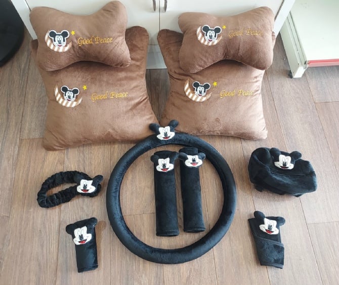 Micky soft Car accessories pillow hand Brake Gear Seat Belt Mirror