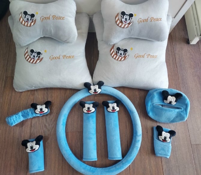 Micky soft Car accessories pillow hand Brake Gear Seat Belt Mirror
