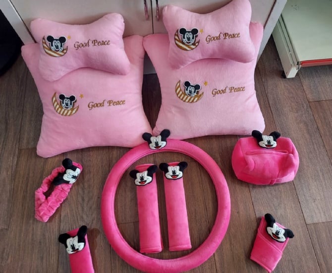 Micky soft Car accessories pillow hand Brake Gear Seat Belt Mirror