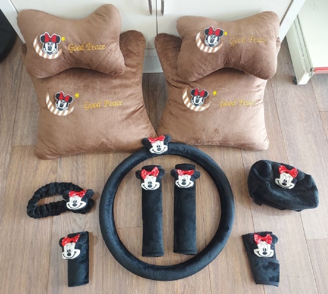 Minnie soft Car accessories pillow hand Brake Gear Seat Belt Mirror - (COPY)