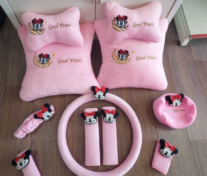 Minnie soft Car accessories pillow hand Brake Gear Seat Belt Mirror - (COPY)