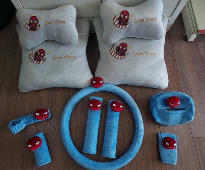 SPIDERMAN soft Car accessories pillow hand Brake Gear Seat Belt Mirror