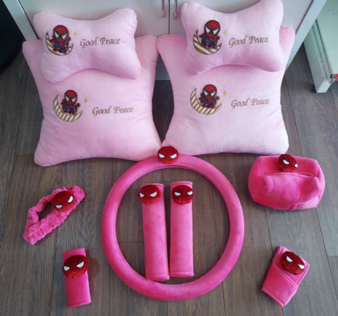 SPIDERMAN soft Car accessories pillow hand Brake Gear Seat Belt Mirror