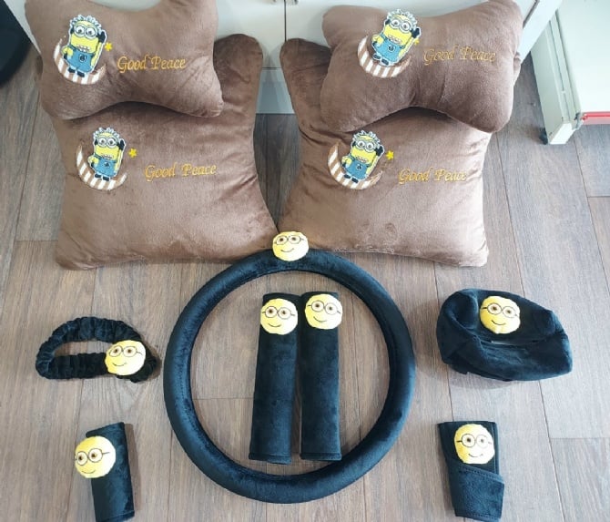 MINION soft Car accessories pillow hand Brake Gear Seat Belt Mirror
