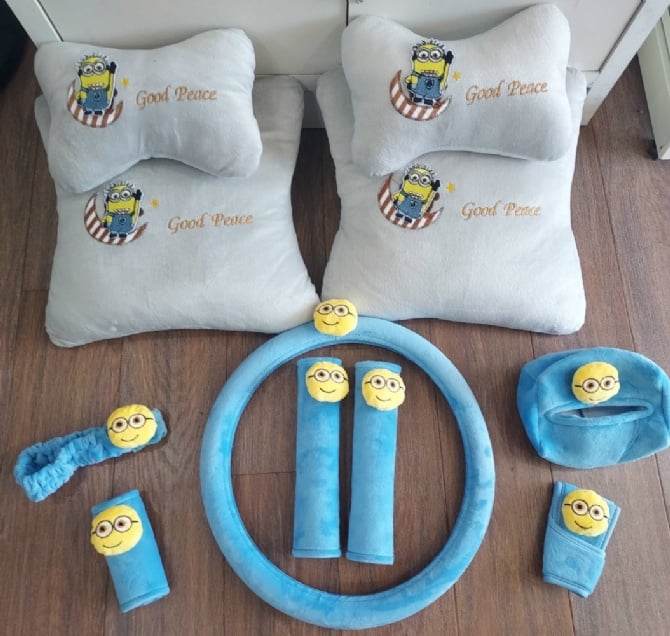 MINION soft Car accessories pillow hand Brake Gear Seat Belt Mirror