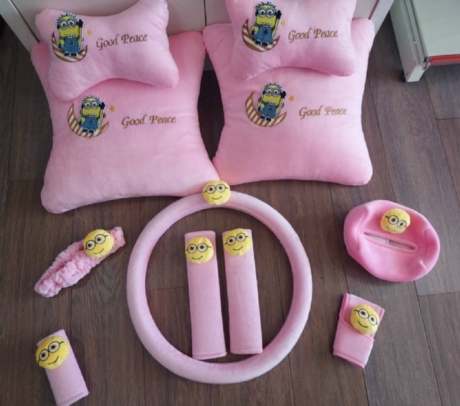 MINION soft Car accessories pillow hand Brake Gear Seat Belt Mirror