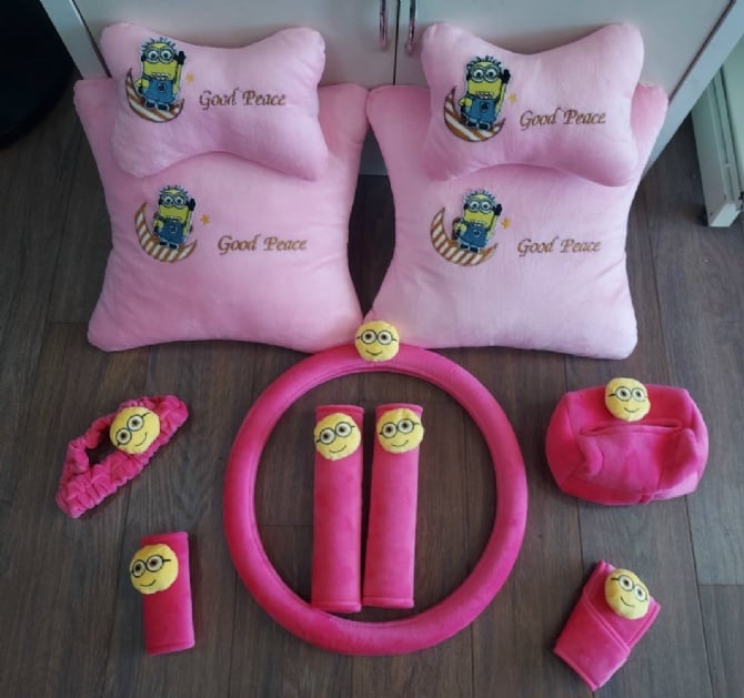 MINION soft Car accessories pillow hand Brake Gear Seat Belt Mirror