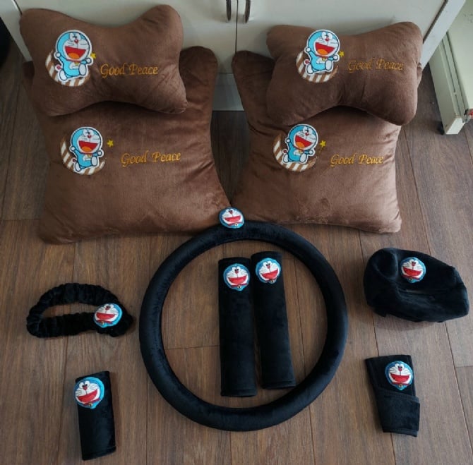 Doraemon 2 soft Car accessories pillow hand Brake Gear Seat Belt Mirror