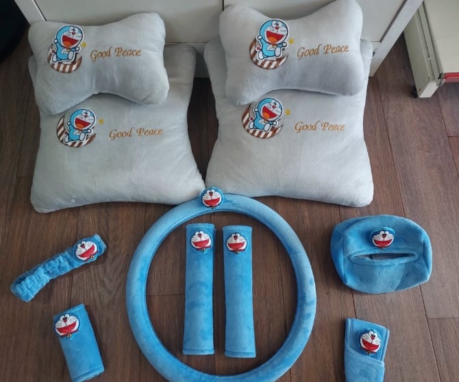 Doraemon 2 soft Car accessories pillow hand Brake Gear Seat Belt Mirror