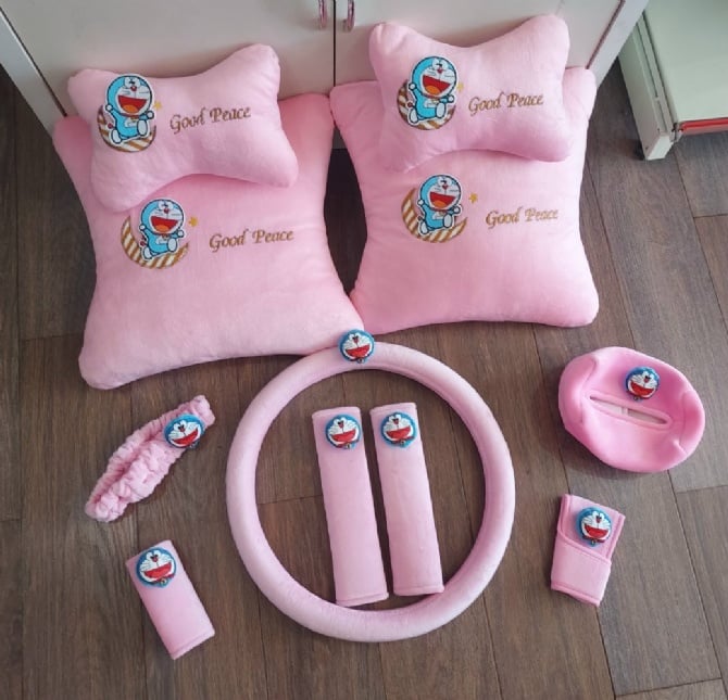 Doraemon 2 soft Car accessories pillow hand Brake Gear Seat Belt Mirror