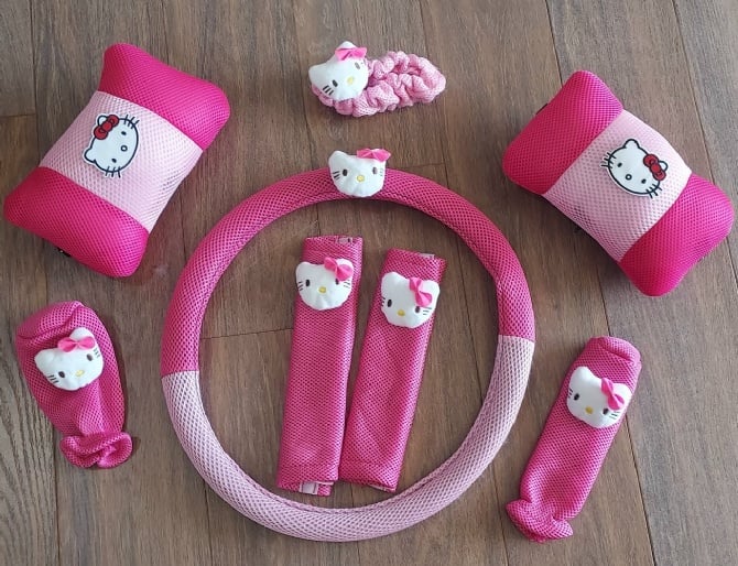 8 in 1  hello kitty add thick Spacer Fabric Car accessory