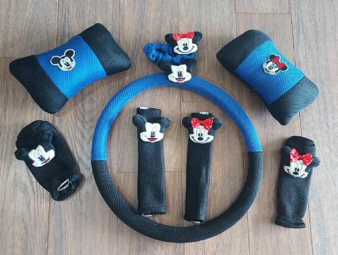 8 in 1  Micky and minnie add thick Spacer Fabric Car accessory