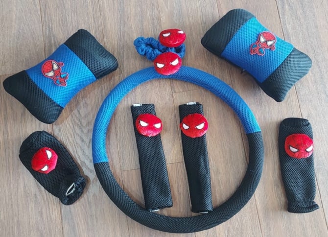8 in 1  spiderman add thick Spacer Fabric Car accessory