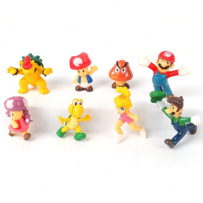 8 in 1 super mario Figurine Set Cake Toppe