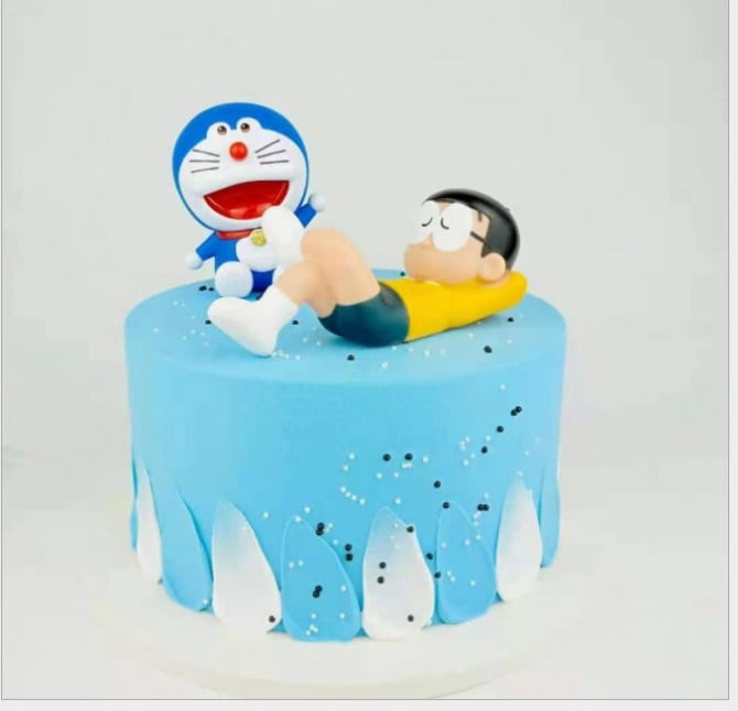 2 IN 1 BIG size Silicon Doraemon Figurine Set Cake Toppe